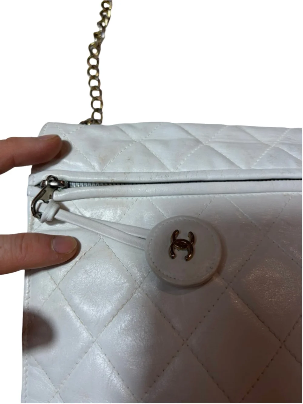 Vintage Chanel White Quilted Lambskin XL Maxi Single Flap Chain Bag
